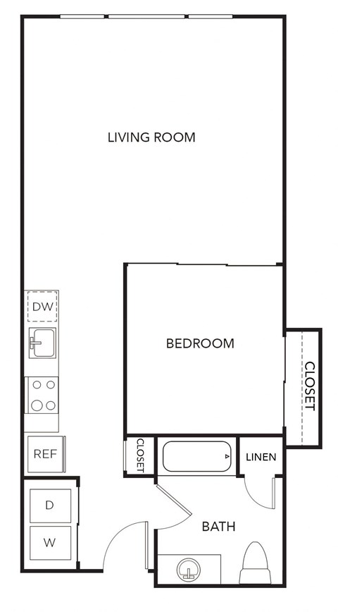 an illustration of a floor plan of a living room with a bedroom